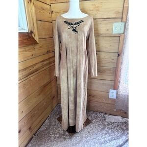 Vintage Cotton Maxi Dress Sz Large Brown Kokopelli Southwestern Dagoli Oversized